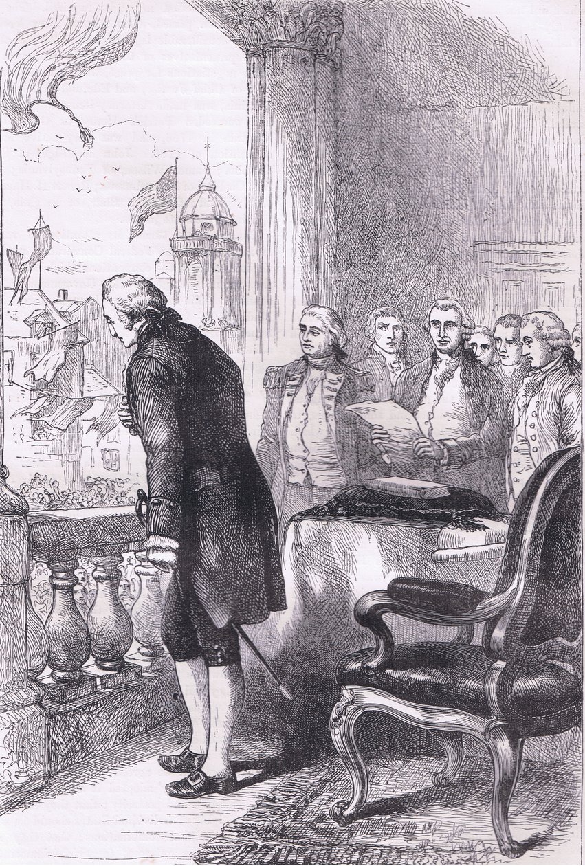 Die Installation von Washington, Illustration aus Cassells Geschichte der Vereinigten Staaten, veröffentlicht von Cassell, Petter & Galpin, ca. 1900 (Litho) von American English school