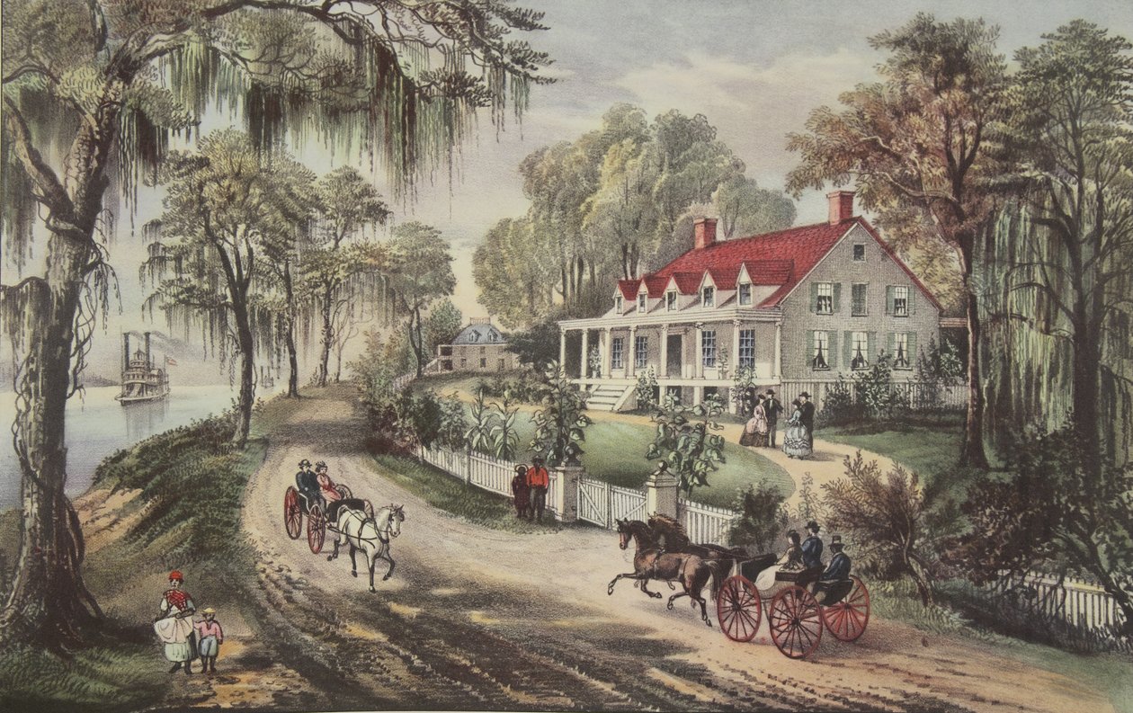 Ein Zuhause am Mississippi, veröffentlicht 1871, Currier & Ives von American School