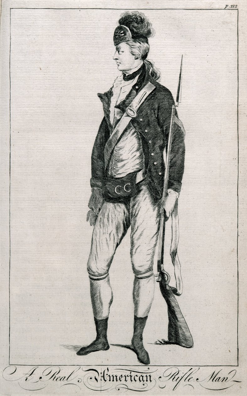 Ein echter amerikanischer Scharfschütze, Seite 212 aus Impartial History of the War von American School