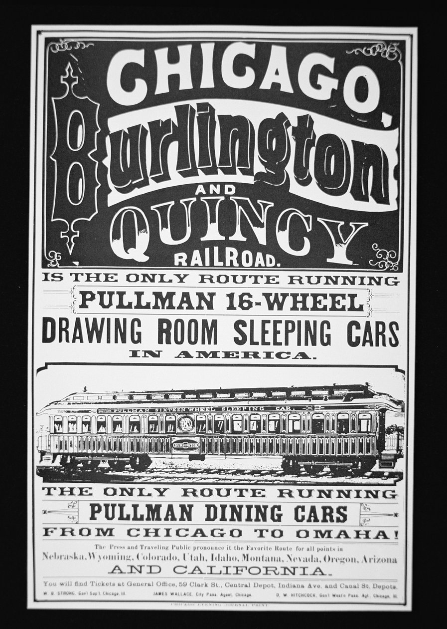 Werbung für Pullman Cars aus Chicago, ca. 1875 von American School