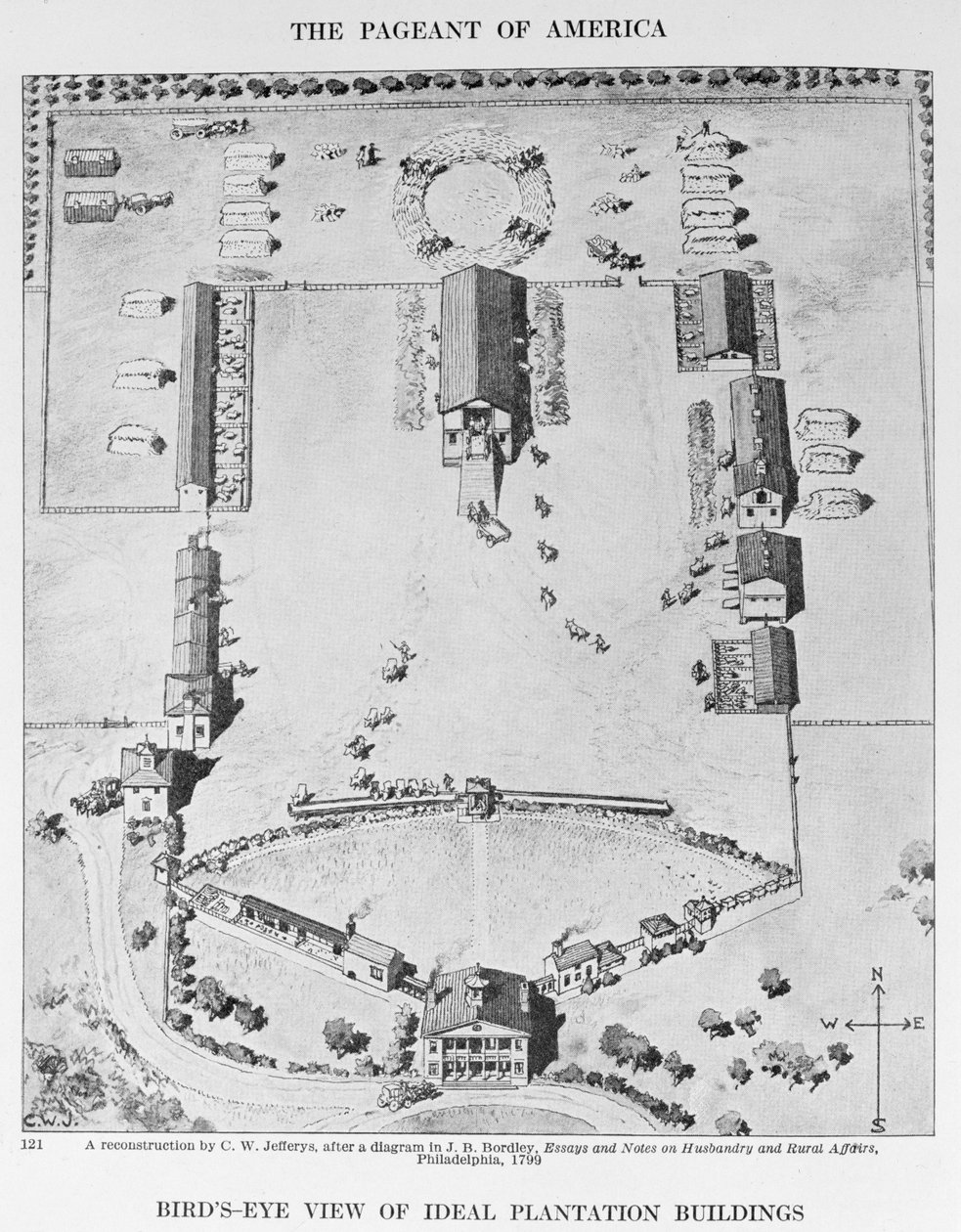 Vogelperspektive idealer Plantagengebäude, aus 