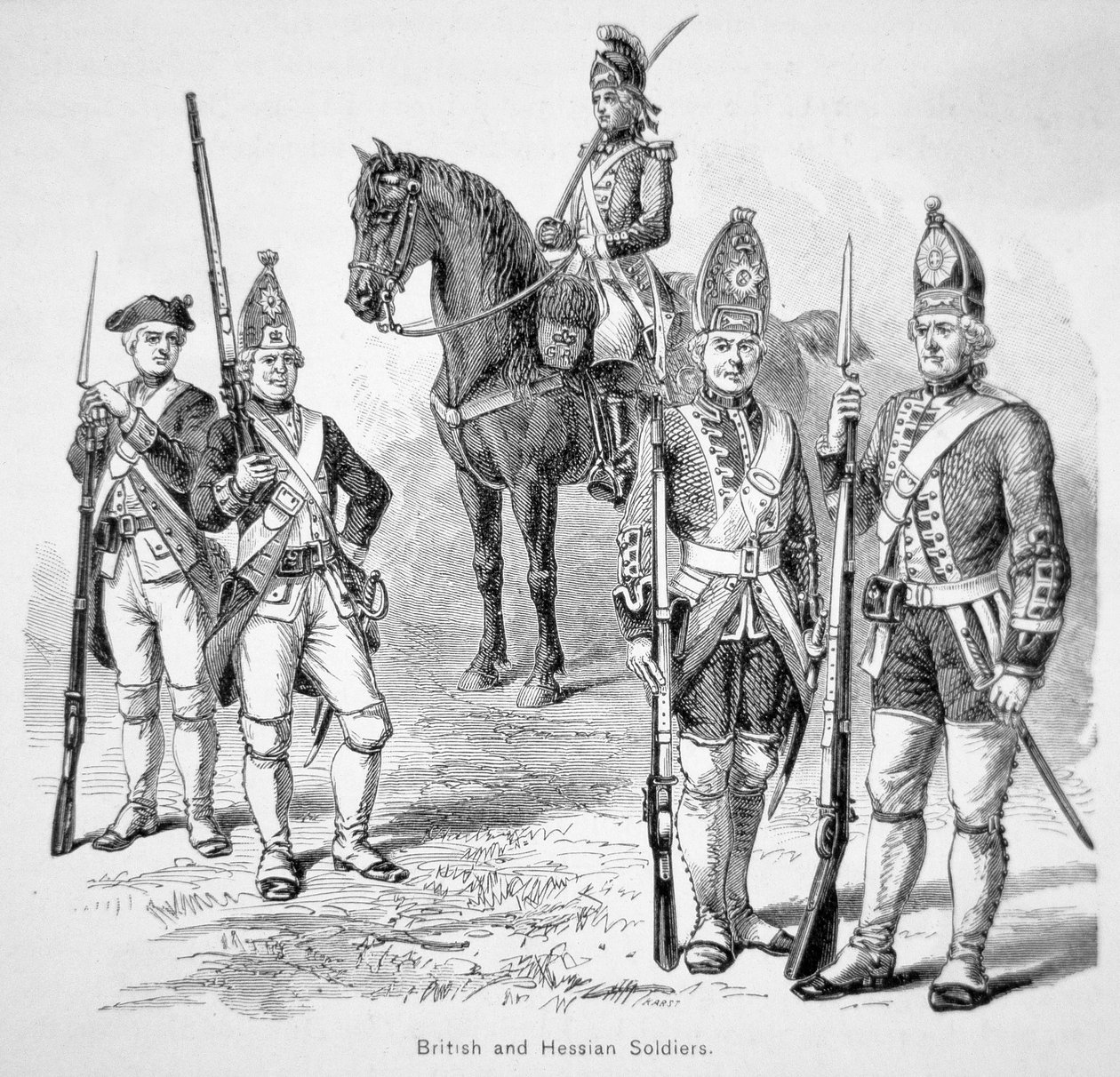 Britischer und hessischer Soldat während des Amerikanischen Unabhängigkeitskrieges von American School
