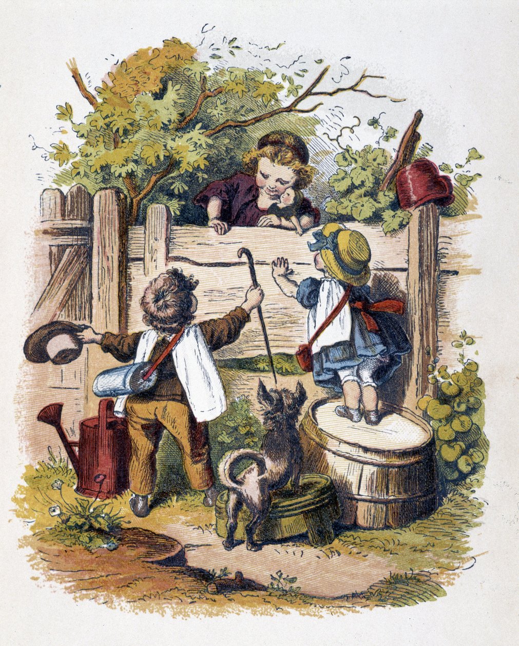 Kinderzusammenkunft in „Schnik, schnak, Kleinigkeiten für die Kleinen“, Kinderspiele. ed. London- Georges Ronthedge and sons. New York, The broad way Ludgate n.d. c. 1890 von American School