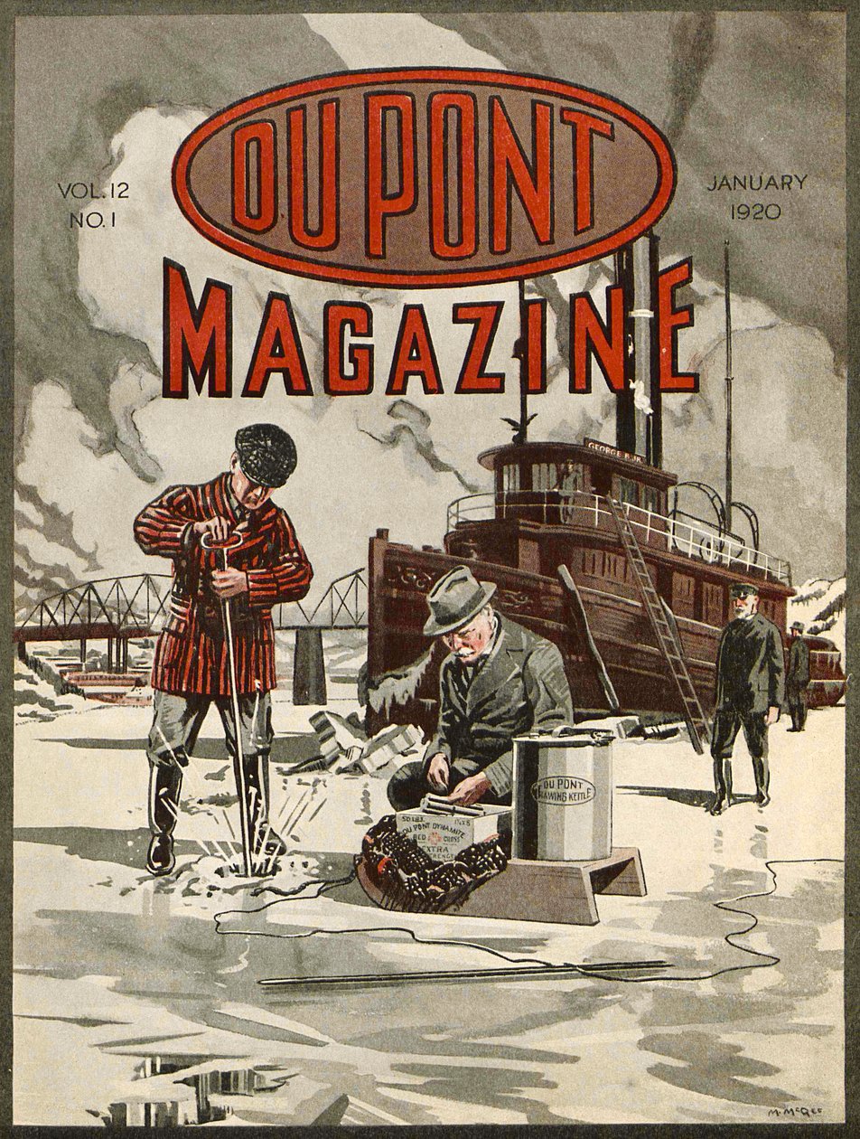 DuPont Dynamit, Titelseite des DuPont Magazins, Januar 1920 von American School