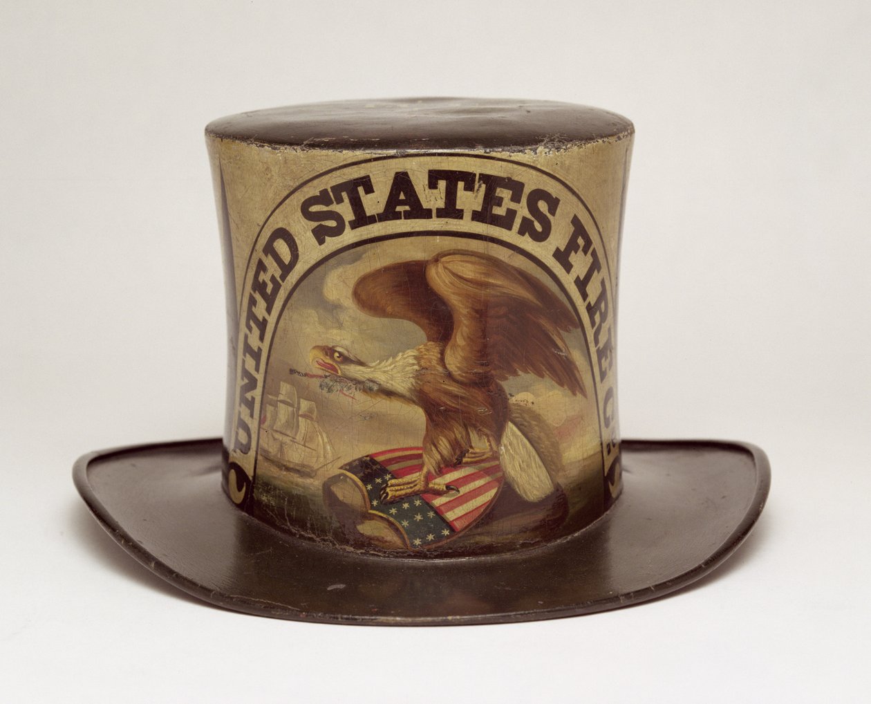 Feuerwehrparadehut, bemalt von David Bustill Bowser, ca. 1850 von American School