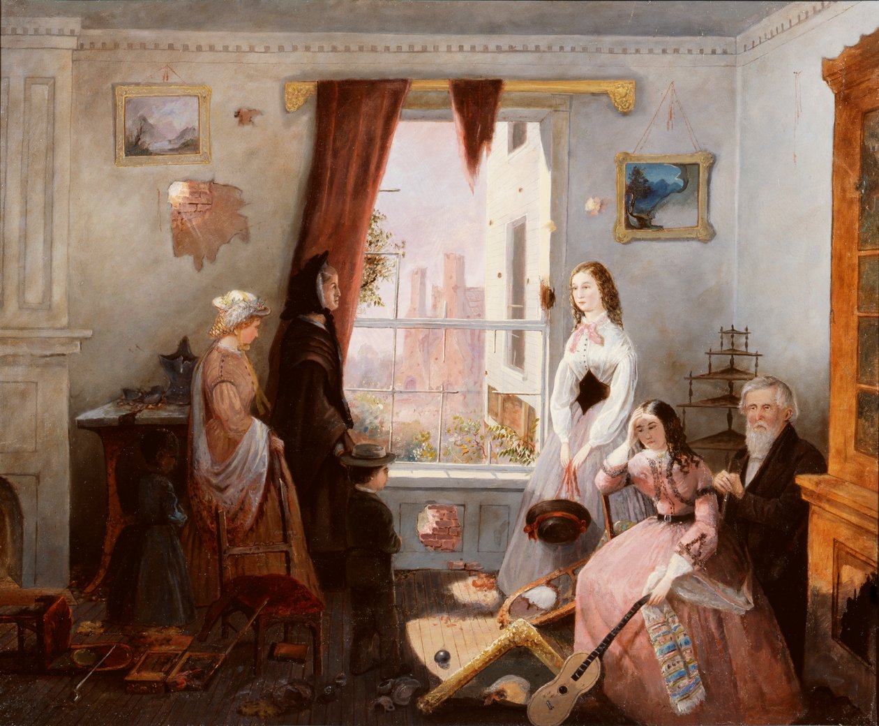 Fredericksburg Familie in einem kriegszerstörten Haus von American School