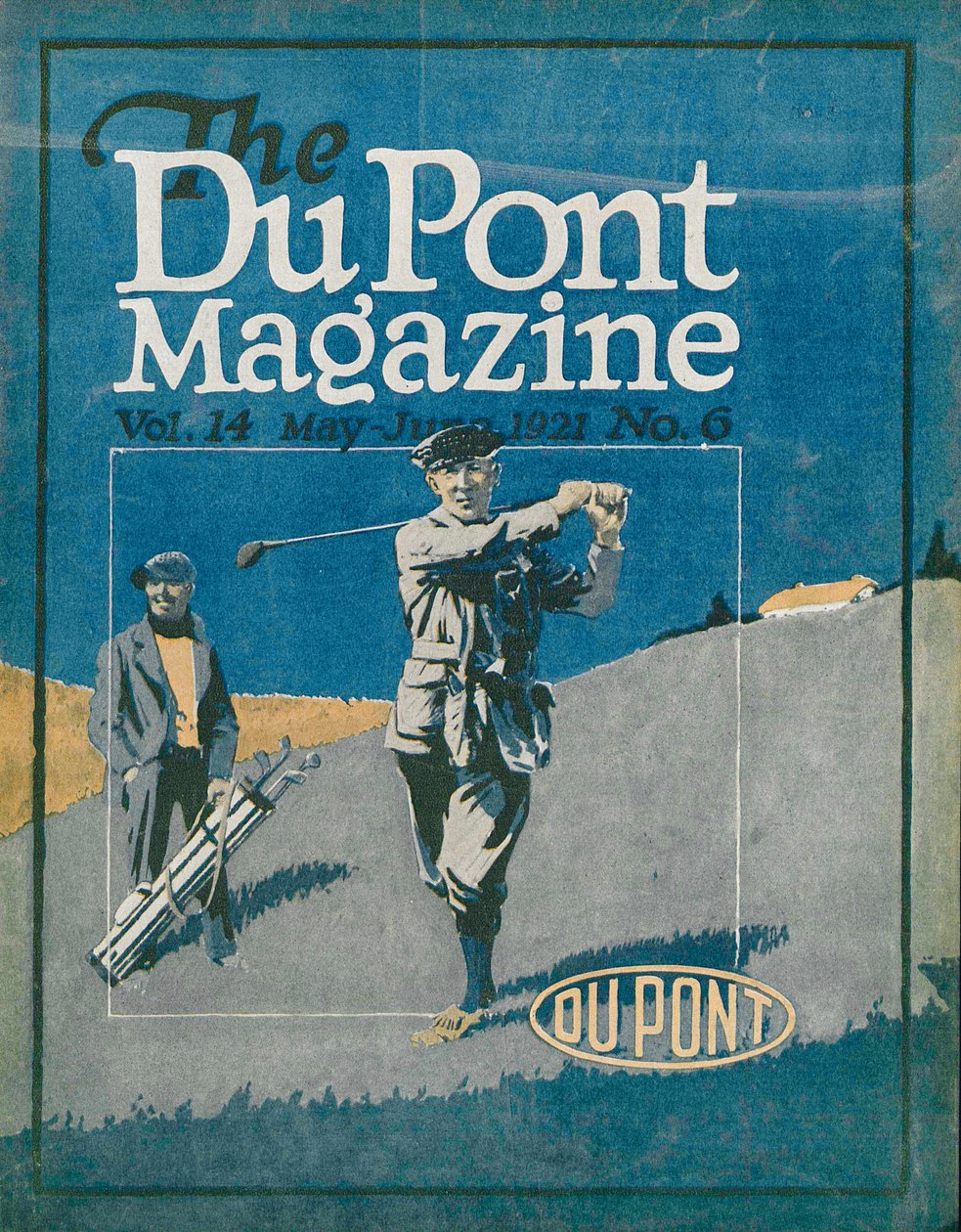 Golfen, Titelseite des DuPont Magazins, Mai-Juni 1921 von American School