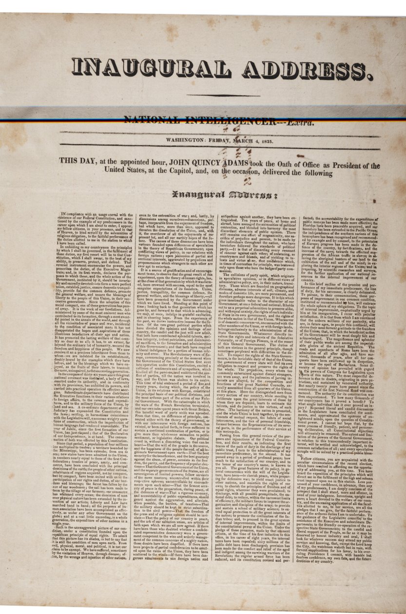 Antrittsrede von John Quincy Adams, 4. März 1825 von American School