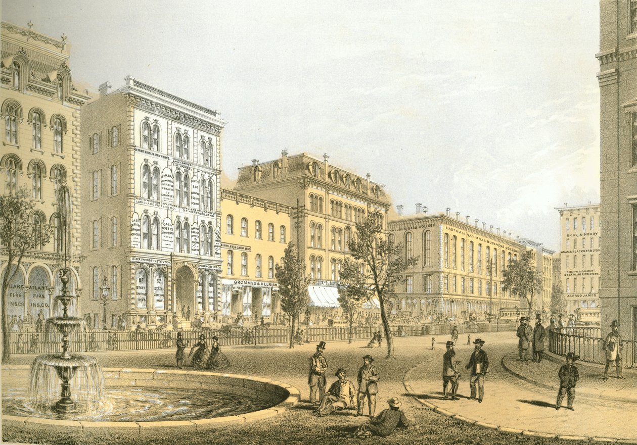 LaSalle Street vom Courthouse Square, aus Chicago Illustrated, mit literarischen Beschreibungen von James W. Sheahan, veröffentlicht von Jevne & Almini, Chicago, 1866-67 von American School