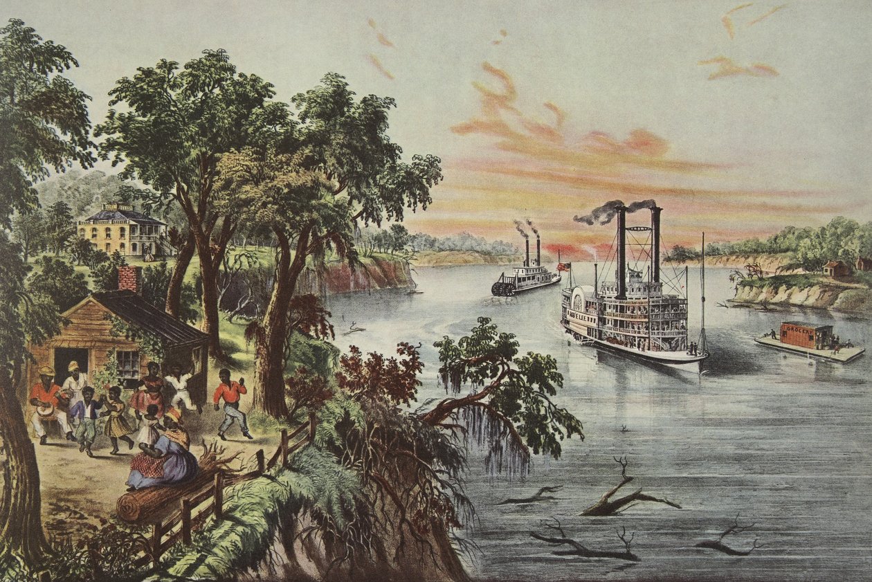 Niedrigwasser im Mississippi, veröffentlicht 1868, Currier & Ives von American School