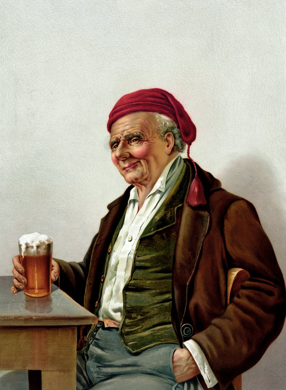 Alter Mann mit einem Bier in einer Kneipe von American School