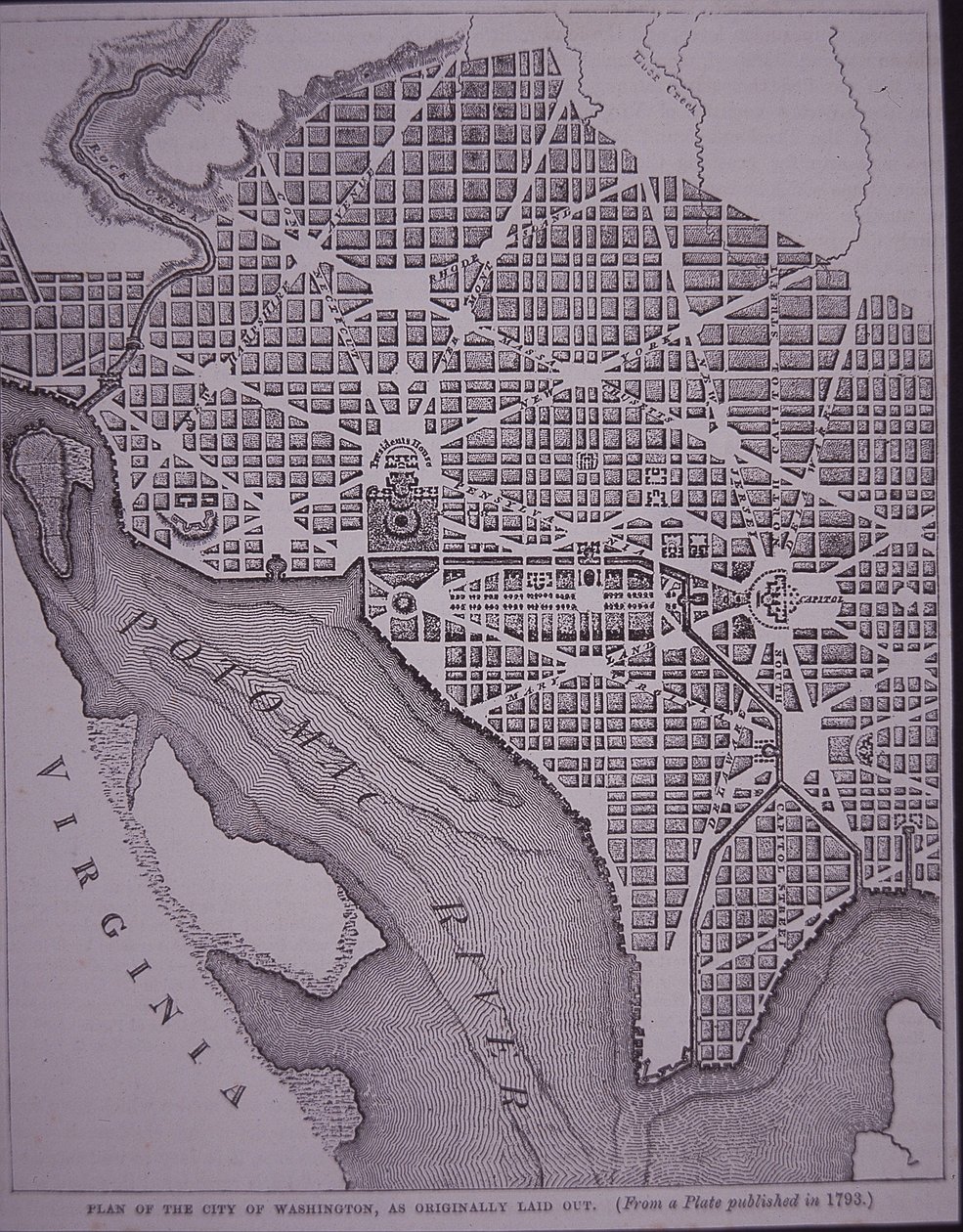 Plan der Stadt Washington DC, entworfen von Major Pierre Charles L