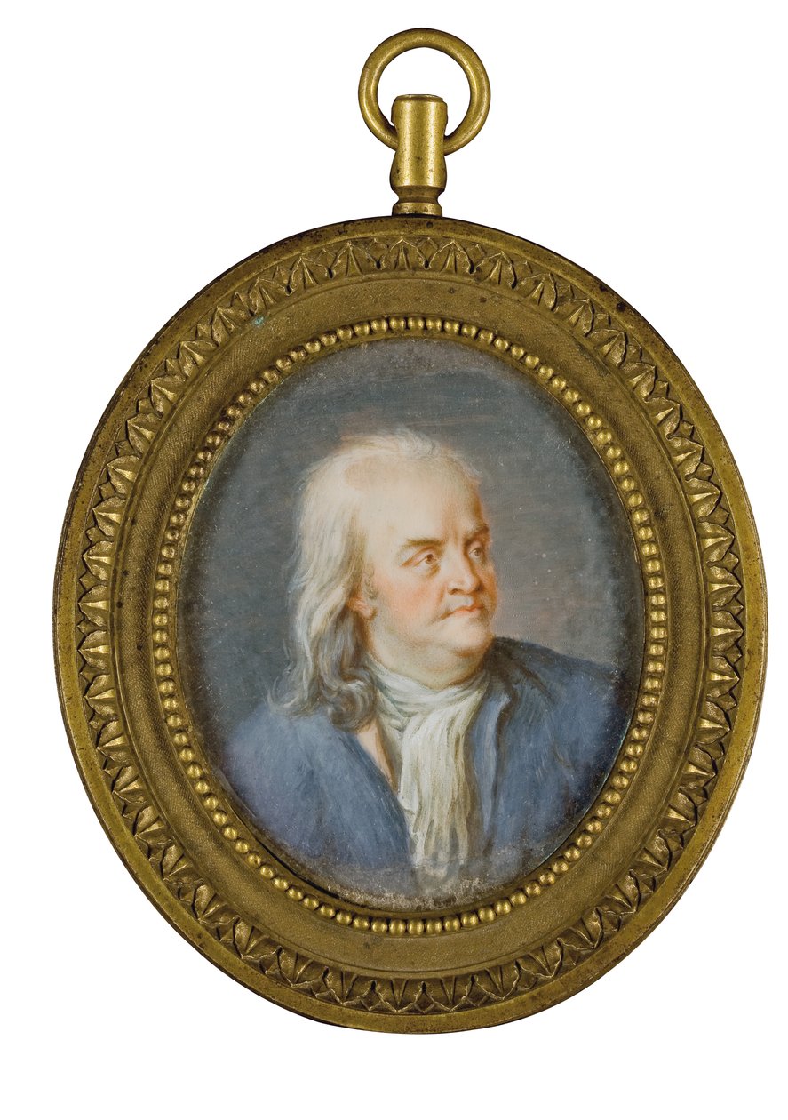 Porträtminiatur von Benjamin Franklin von American School