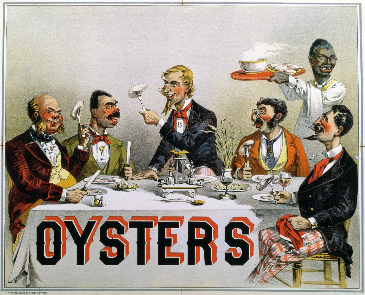 Plakat, das Austern bewirbt von American School