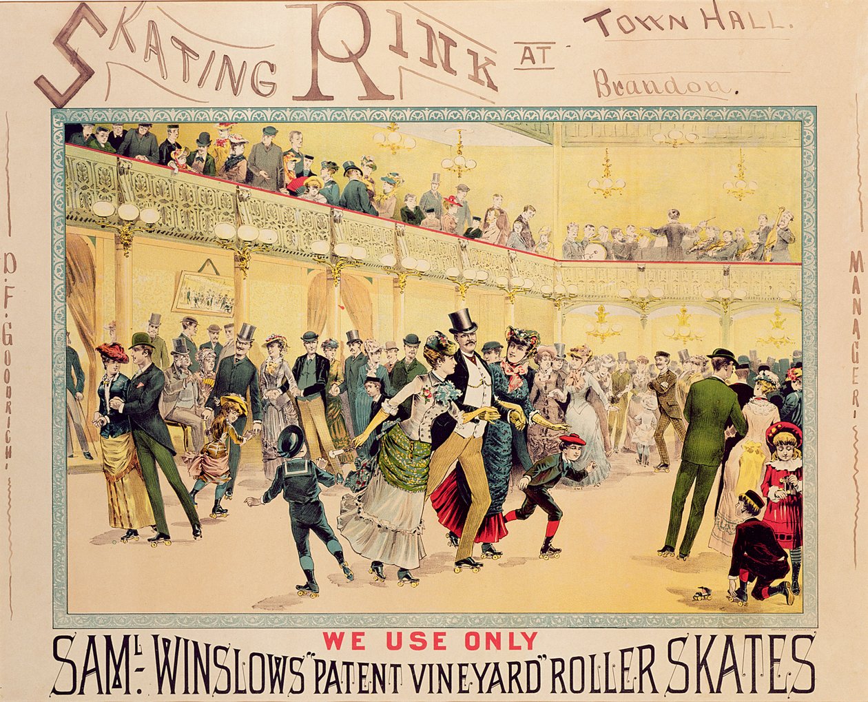Plakat für die Eislaufbahn in der Brandon Town Hall, Utah von American School