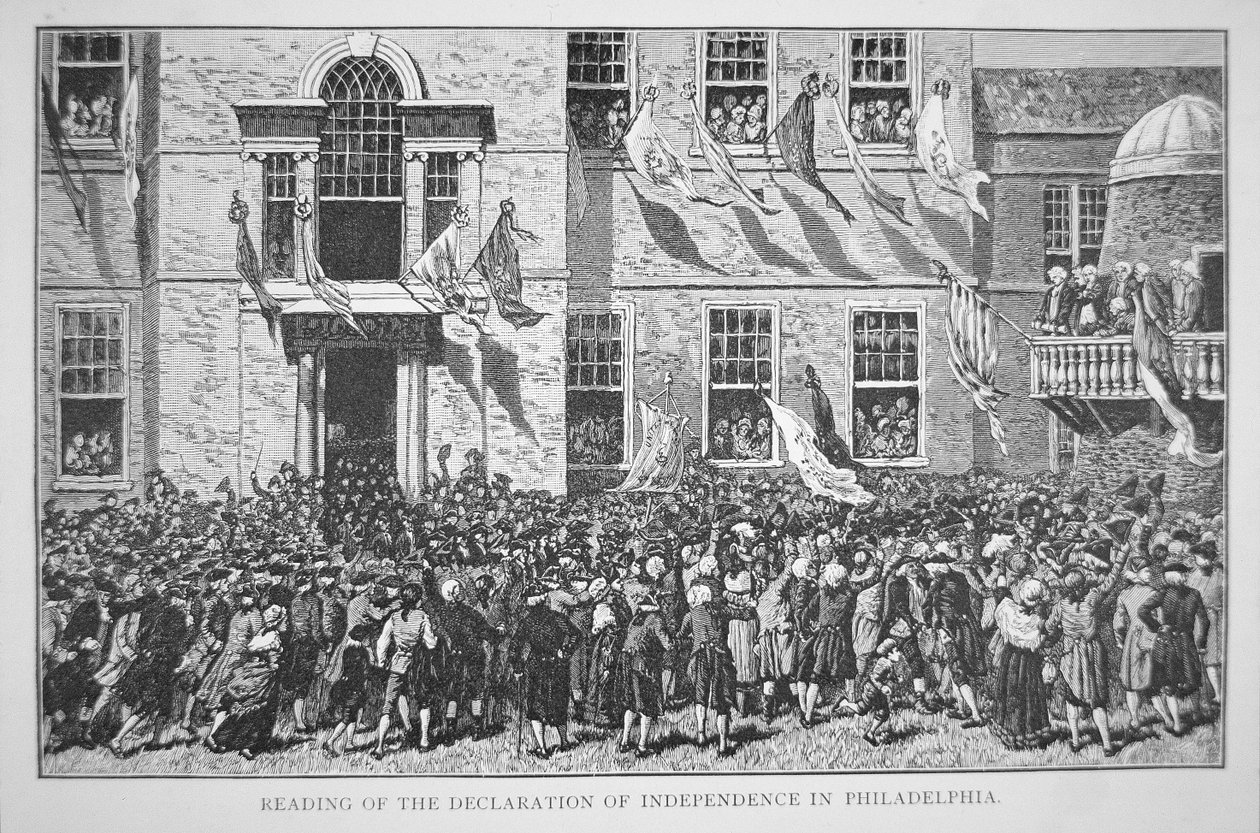 Verlesung der Unabhängigkeitserklärung an die Bürger von Philadelphia, 8. Juli 1776 von American School