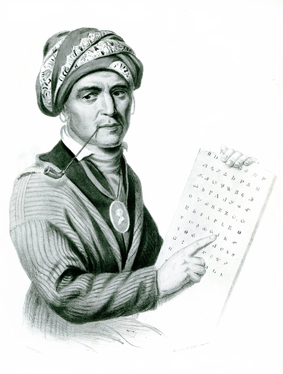 Se Quo Yah (Sequoyah), Erfinder des Indianeralphabets, 1836 von American School