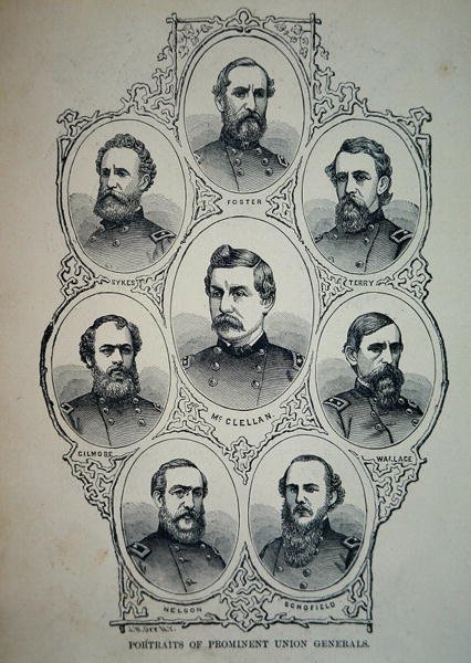 Sieben Porträts prominenter Generäle der Unionsarmee von American School