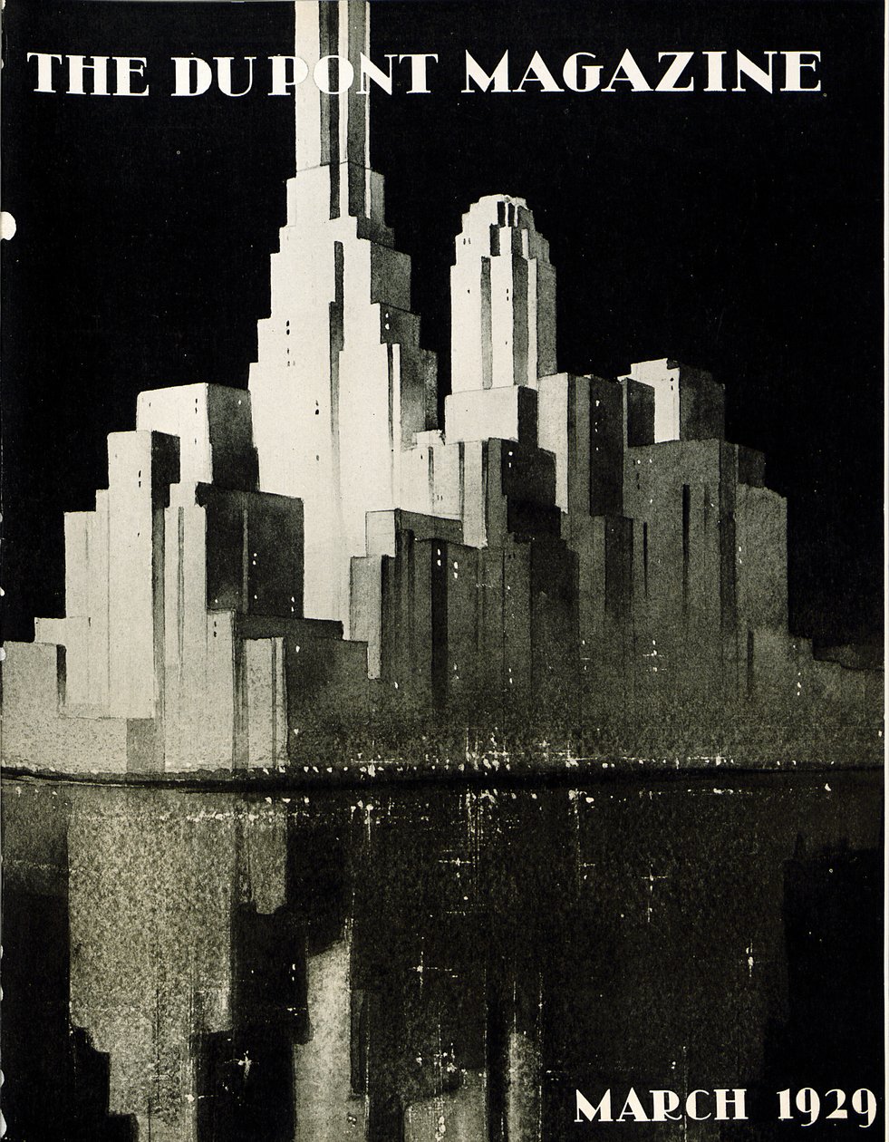 Wolkenkratzer, Titelseite des DuPont Magazins, März 1929 von American School