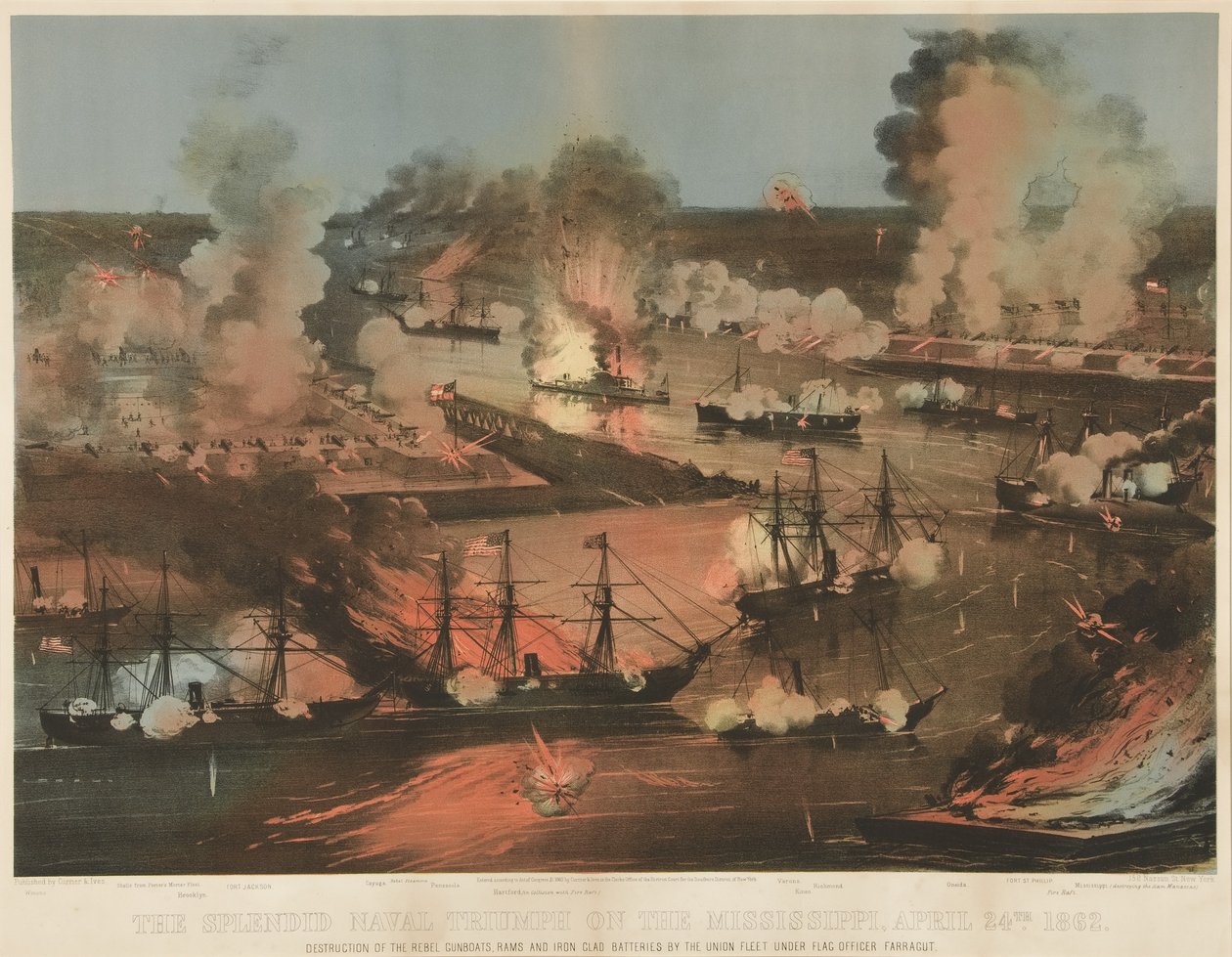 Glorreicher Seesieg des Mississippi, veröffentlicht 1862 von American School