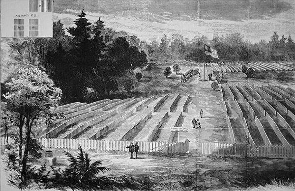 Der Friedhof im Kriegsgefangenenlager von Andersonville von American School