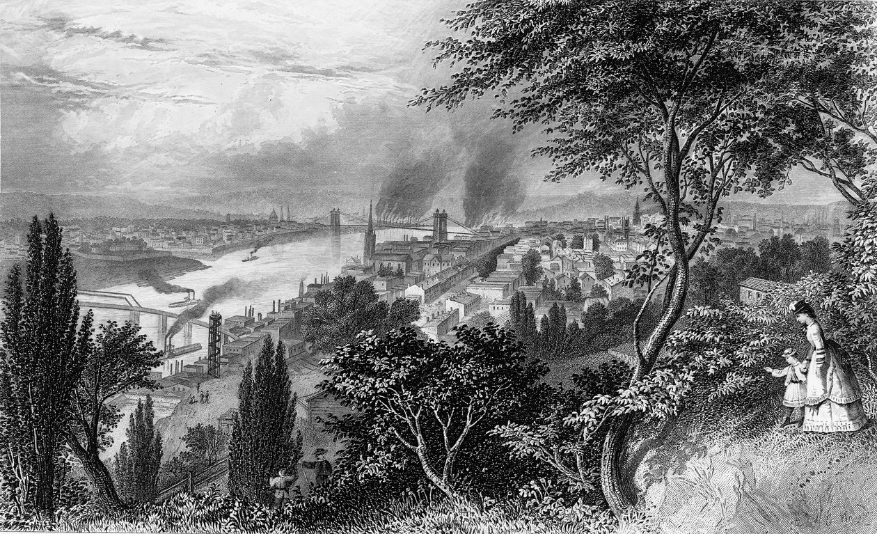 Die Stadt Cincinnati, Ohio, aus Picturesque America Volume II, gedruckt New York 1872 von American School