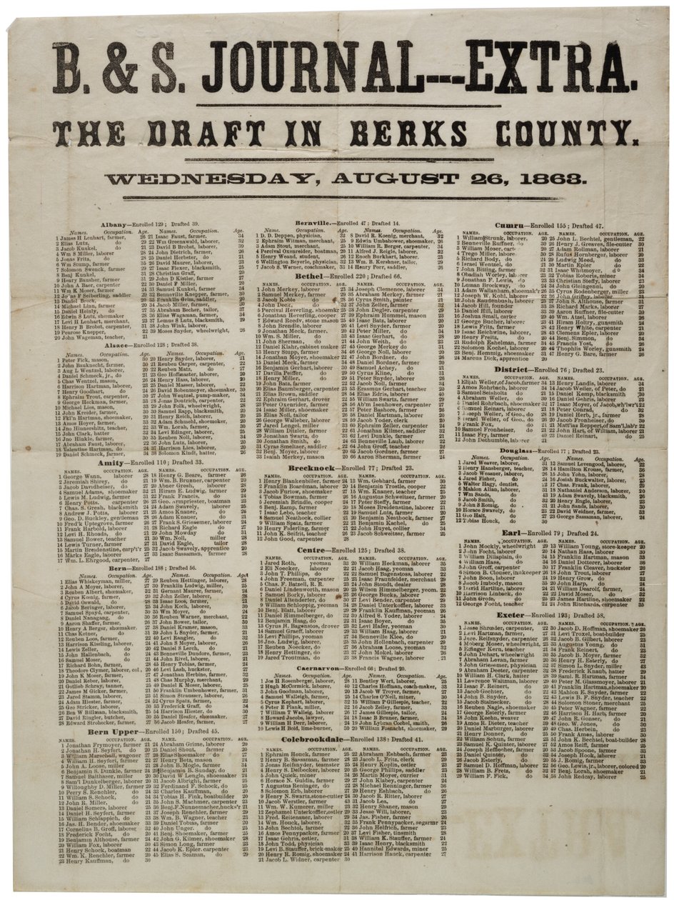 Der Entwurf in Berks County, 26. August 1863 von American School
