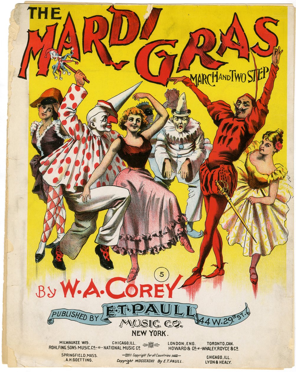 Der Mardi Gras Marsch und Two Step [Notenblattumschlag], 1897 von American School