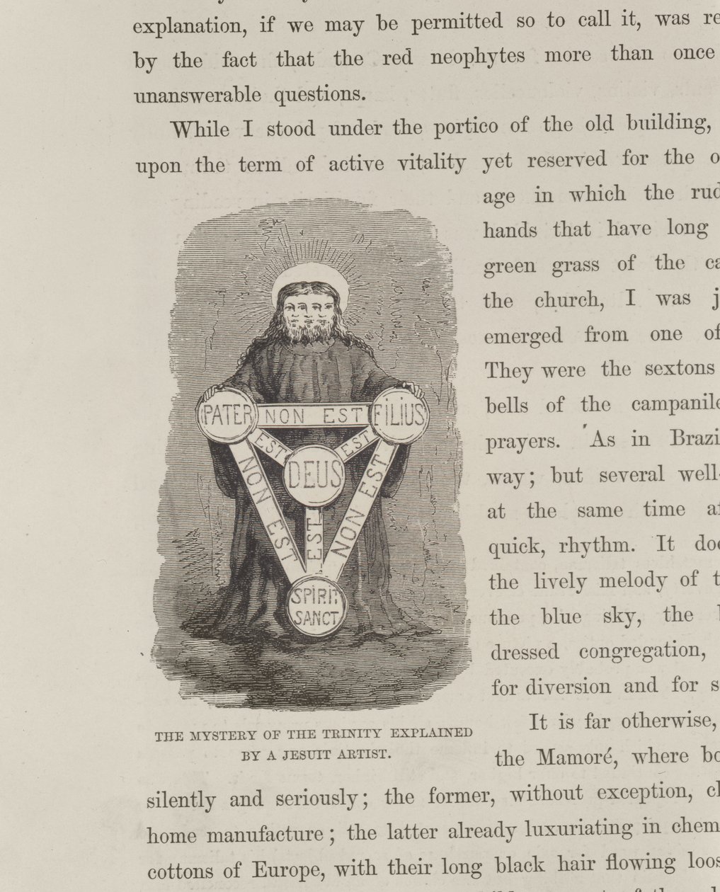 Das Geheimnis der Dreifaltigkeit erklärt von einem Jesuiten-Künstler, aus Die Amazonas- und Madeira-Flüsse, von Franz Keller, 1874 von American School