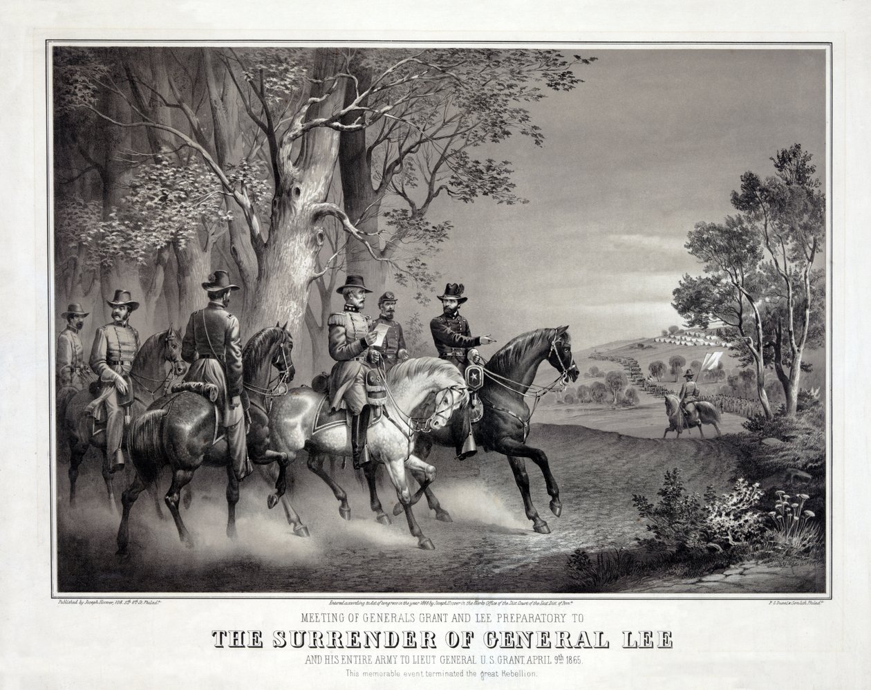 Die Kapitulation von General Lee, veröffentlicht 1866 von American School