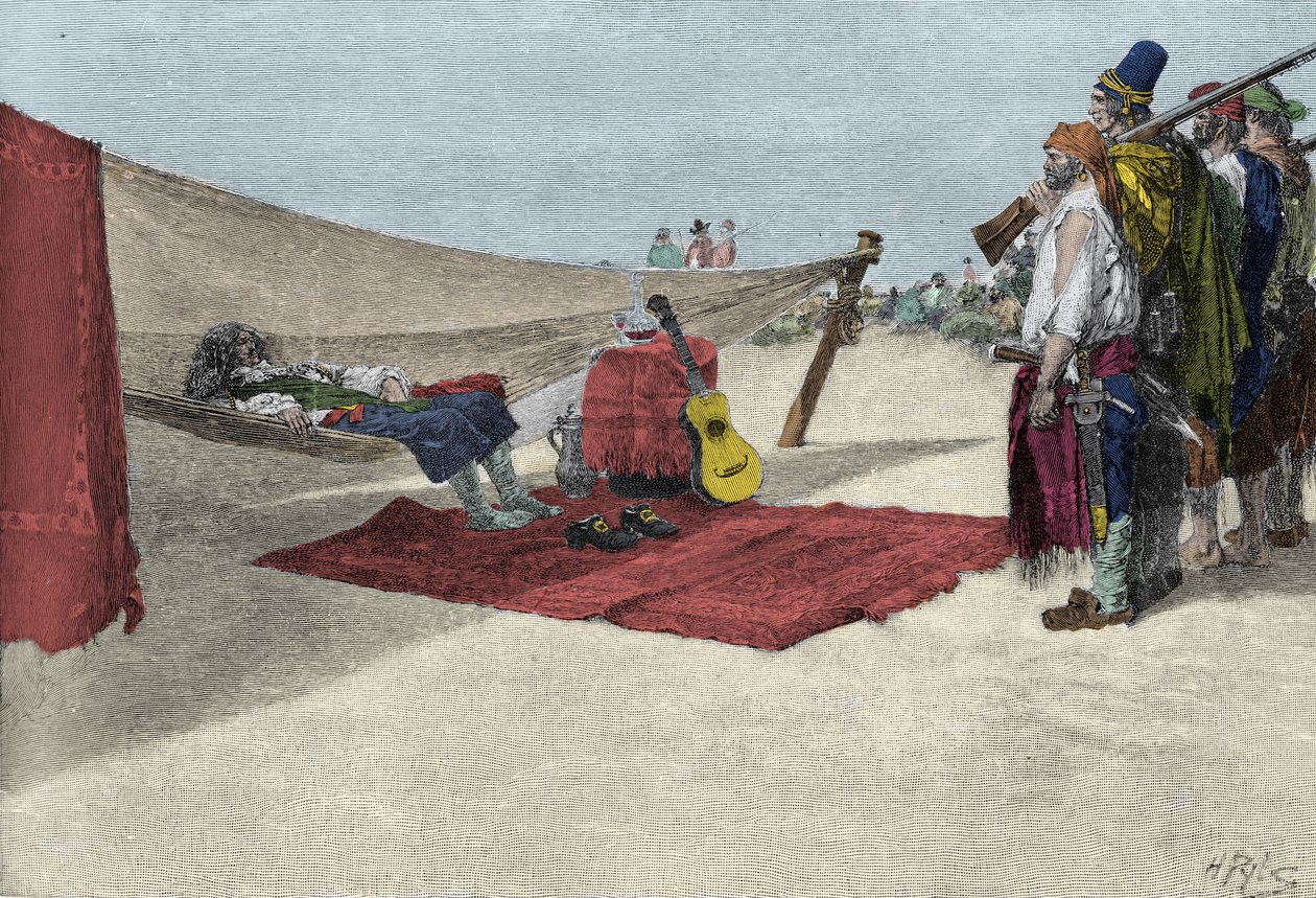 Der Pirat Sir Henry Morgan rekrutiert Männer für den Angriff auf Panama um 1670. Buch der Piraten Buccaneers und Marooners des spanischen Main von Howard Pyle von American School