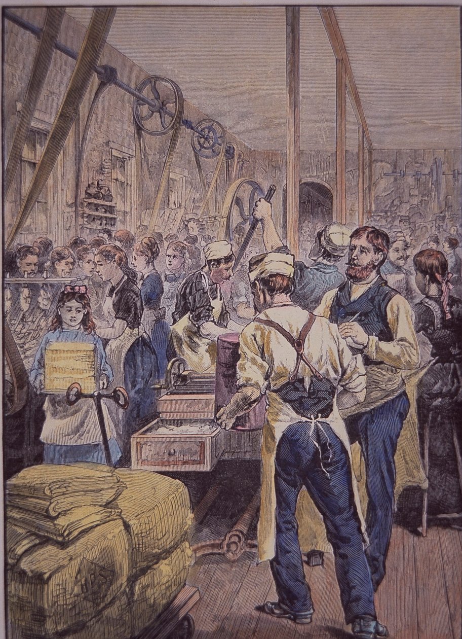 US-Textilindustrie, Textilfabrik im Norden, ca. 1870 von American School