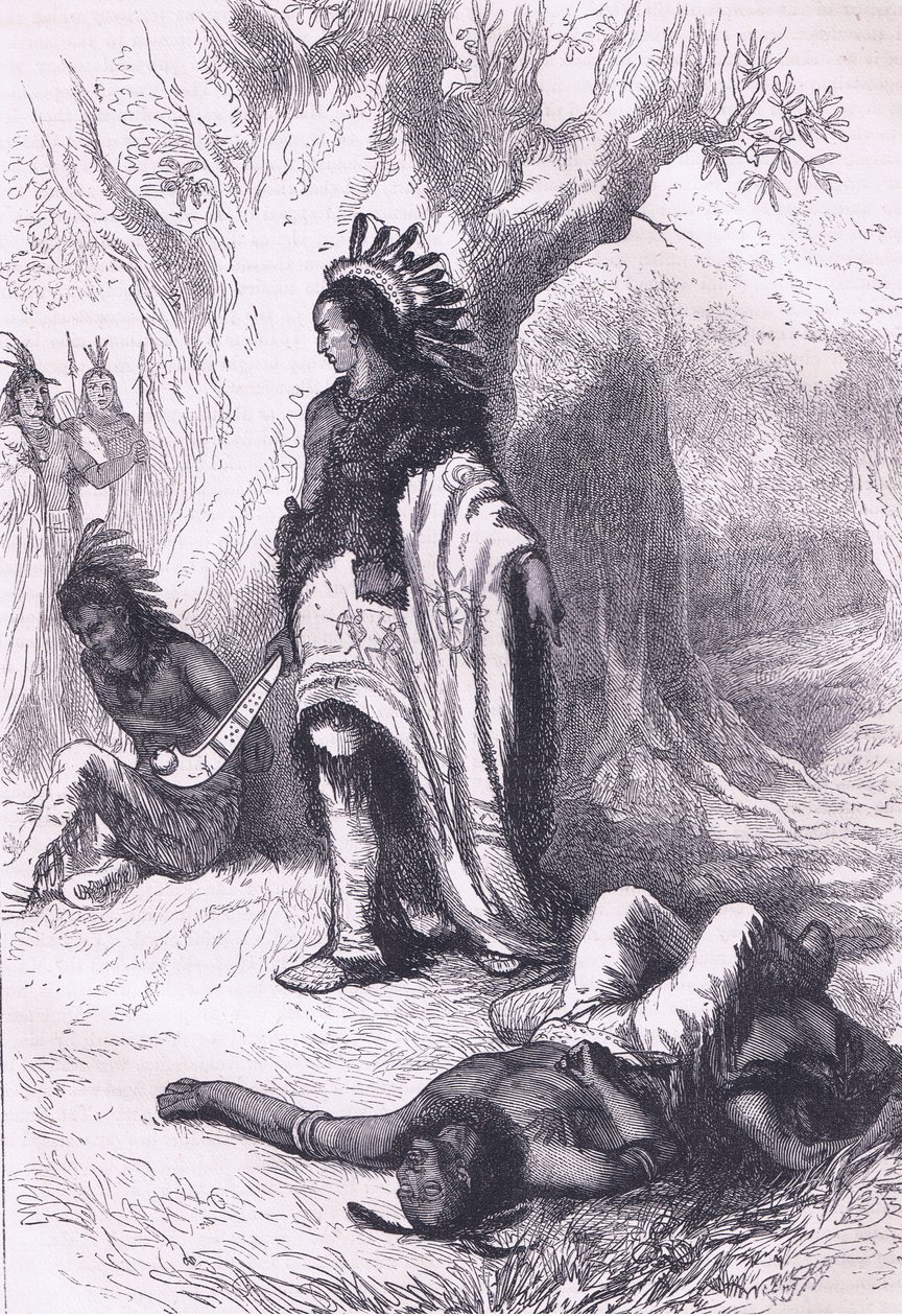 Uncas und Miantonomoh (1643), Illustration aus Cassell
