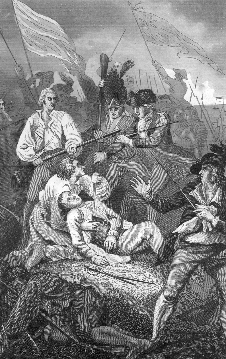 Ansicht der Schlacht von Bunker Hill, die am 17. Juni ausgetragen wurde von American School