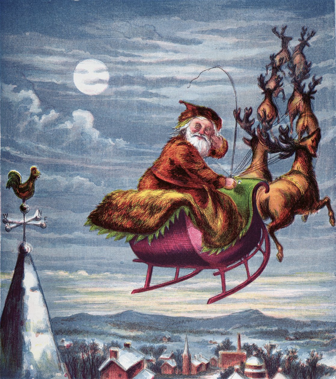 Besuch des Heiligen Nikolaus, Illustration aus Aunt Louisas großer Bilderreihe, New York 1871 von American School
