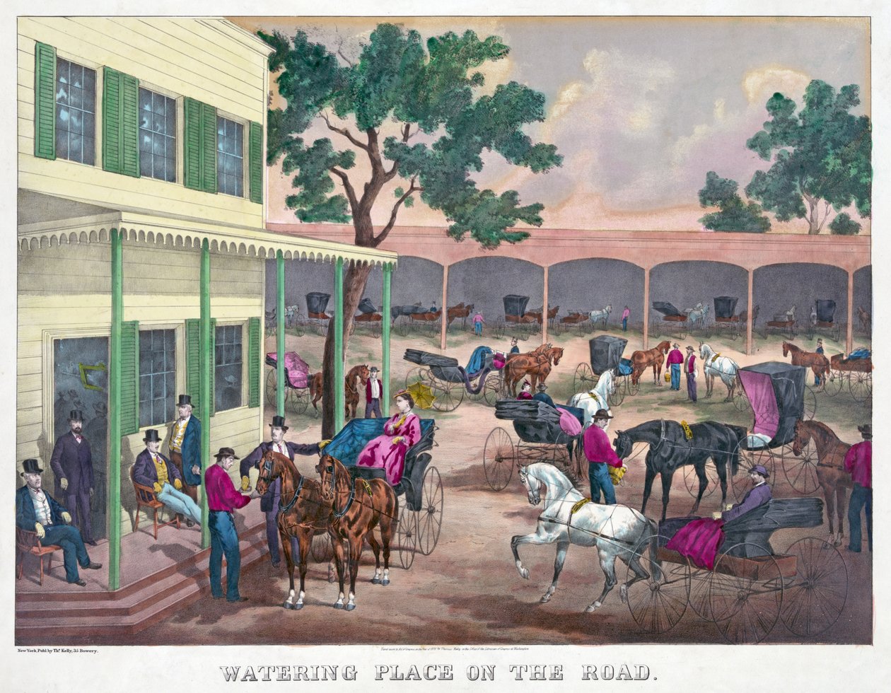 Tränkeplatz an der Straße, veröffentlicht 1870 von American School