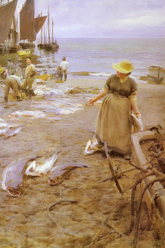 Fischmarkt in St. Ives von Anders Leonard Zorn