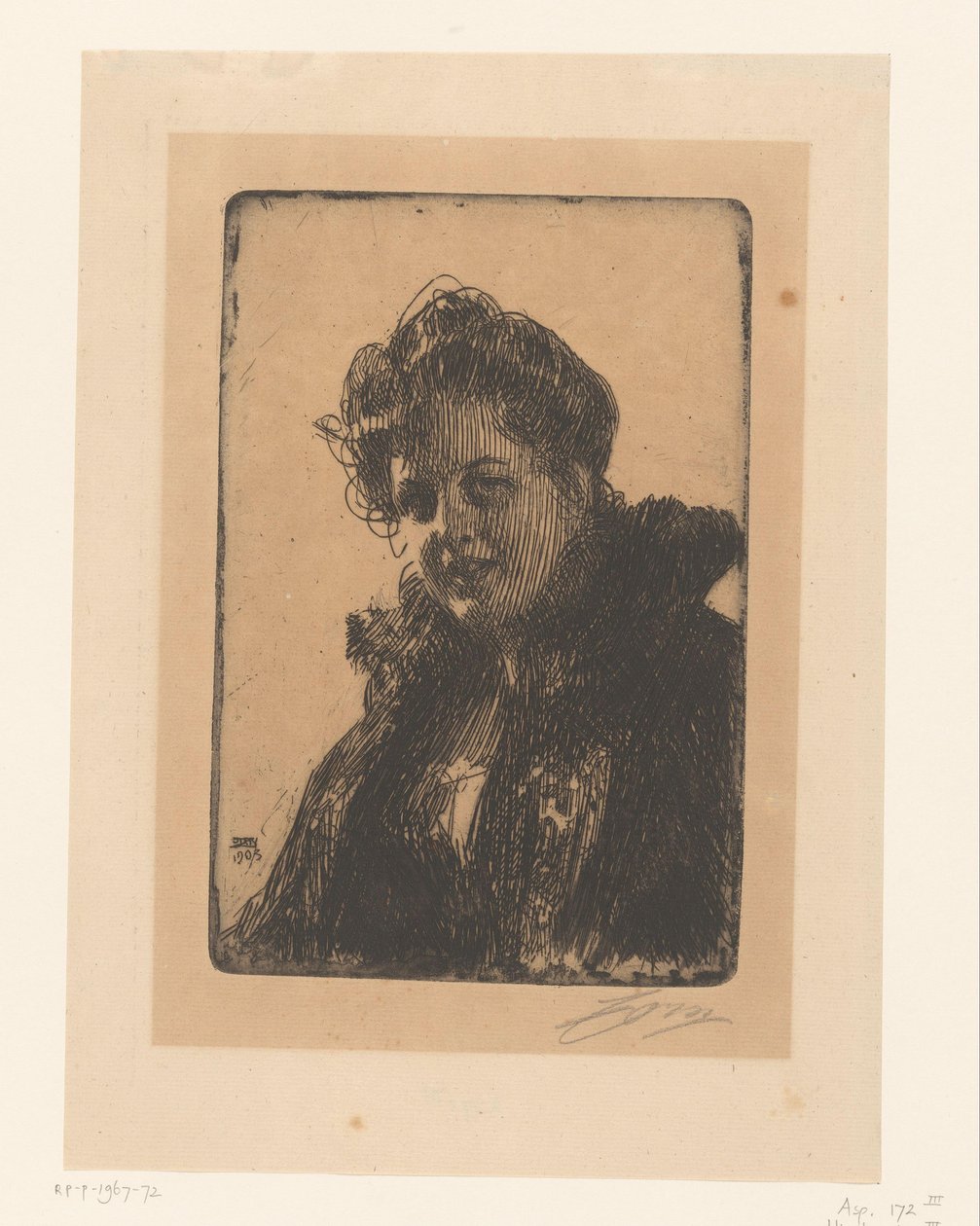 Porträt von Amalia Granberg von Anders Leonard Zorn (signed by artist)