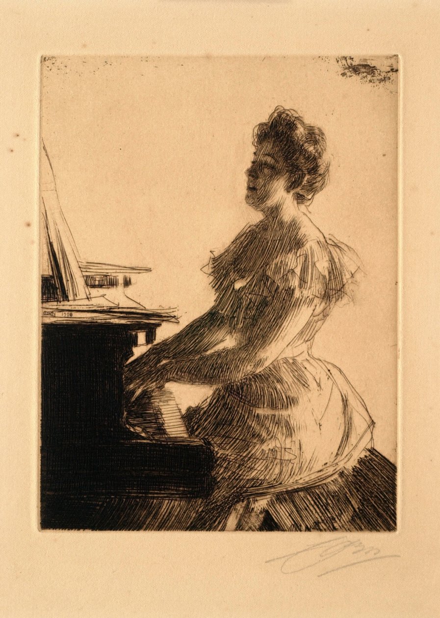 Am Klavier (Miss Anna Burnett) von Anders Leonard Zorn