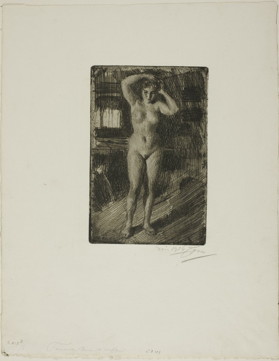 Anna macht sich die Haare von Anders Leonard Zorn