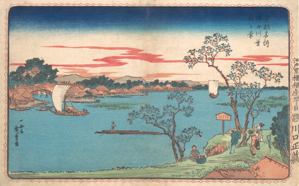 Ein Blick auf Kirschbäume am Sumida-Fluss von Ando Hiroshige