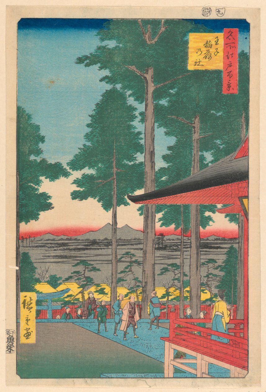 Inari-Schrein in Oji (Oji Inari no yashiro) aus der Serie Hundert berühmte Ansichten von Edo von Ando Hiroshige