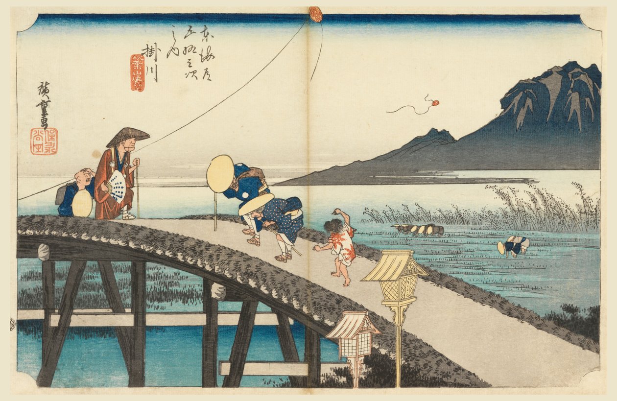 Kakegawa, Berg Akiha, in den Dreiundfünfzig Stationen der Tokaido-Straße (Tokaido Gojusan Tsugi-no Uchi) von Ando Hiroshige