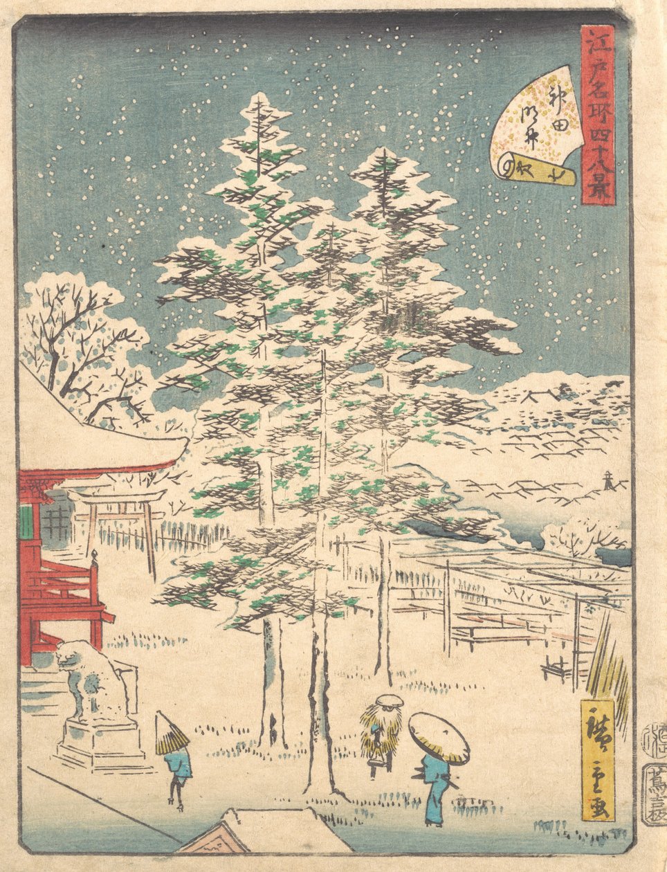 Kanda-Tempel Schnee, 1861 von Ando Hiroshige