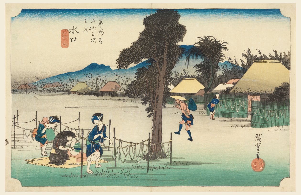 Minakuchi, in Die dreiundfünfzig Stationen der Tokaido-Straße von Ando Hiroshige