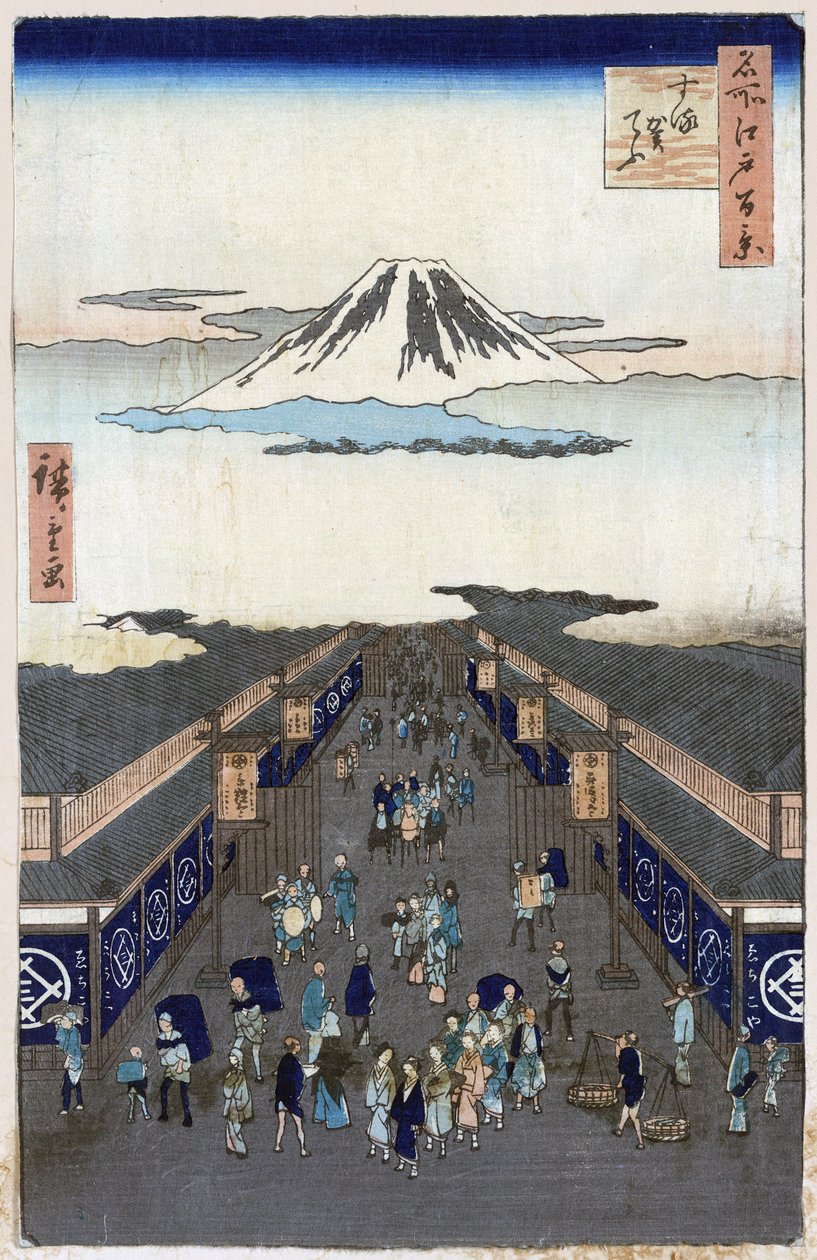 Surugacho (Hundert berühmte Ansichten von Edo) von Ando or Utagawa Hiroshige