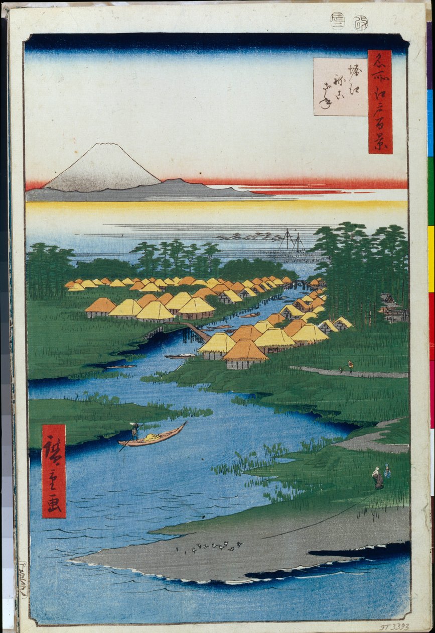 Hundert berühmte Ansichten von Edo: Horie und Nekozane von Ando or Utagawa Hiroshige