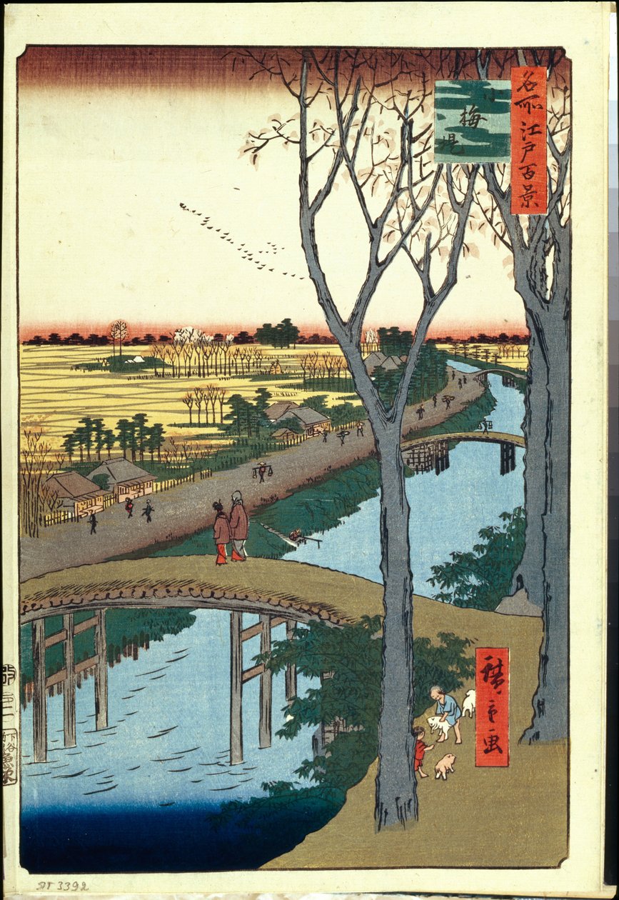 Hundert berühmte Ansichten von Edo: Koume-Damm von Ando or Utagawa Hiroshige