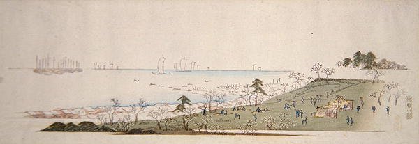 Kirschblütenzeit, Menschen picknicken in Gotenyama von Ando or Utagawa Hiroshige