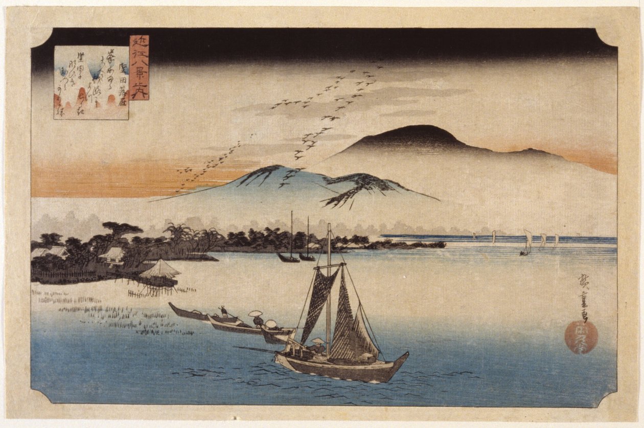 Heimkehrende Gänse in Katata von Ando or Utagawa Hiroshige